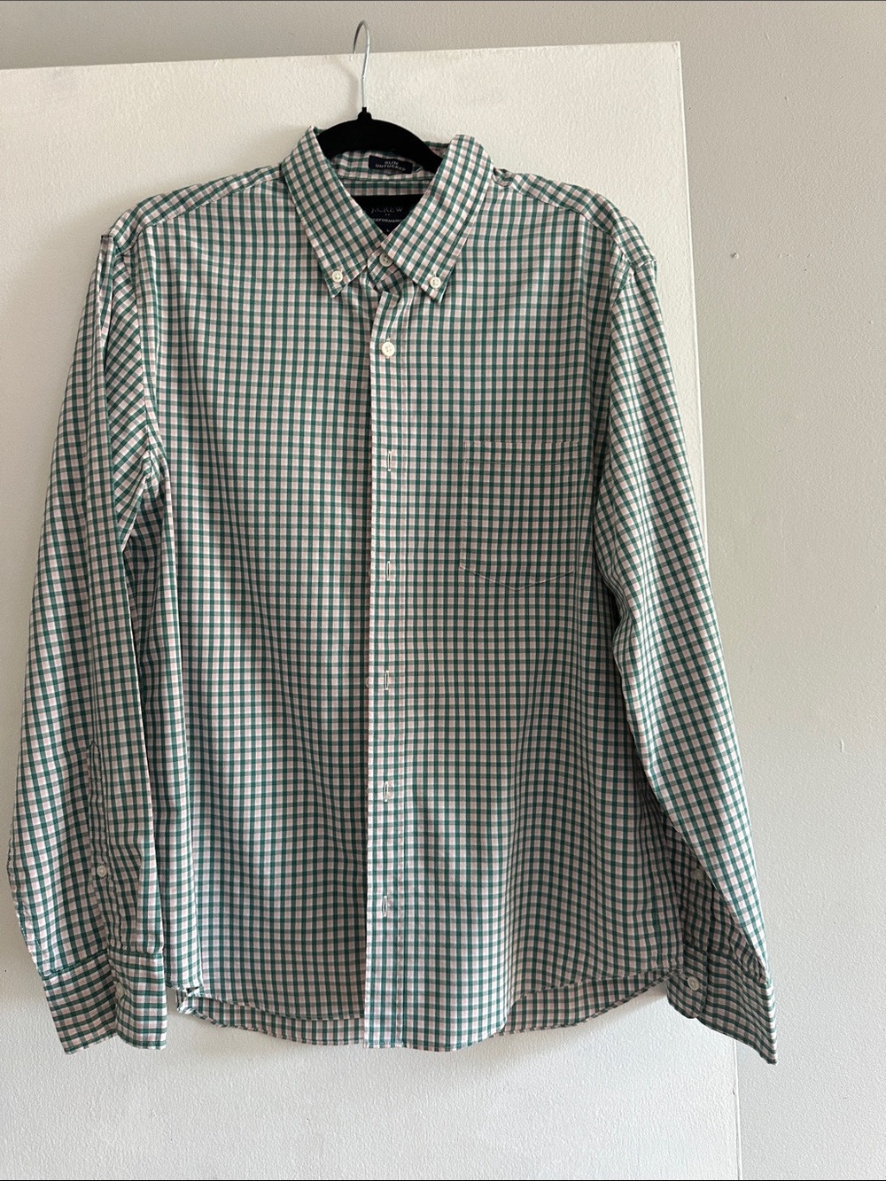 J. Crew Green and White Check Button-Down Shirt